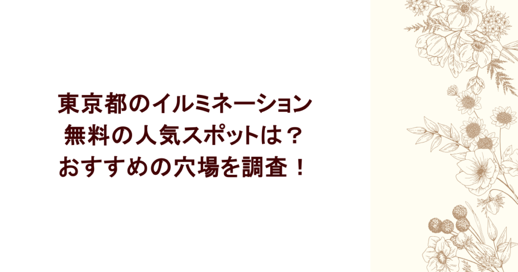 東京都のイルミネーションで無料の人気スポットは?おすすめの穴場を調査!