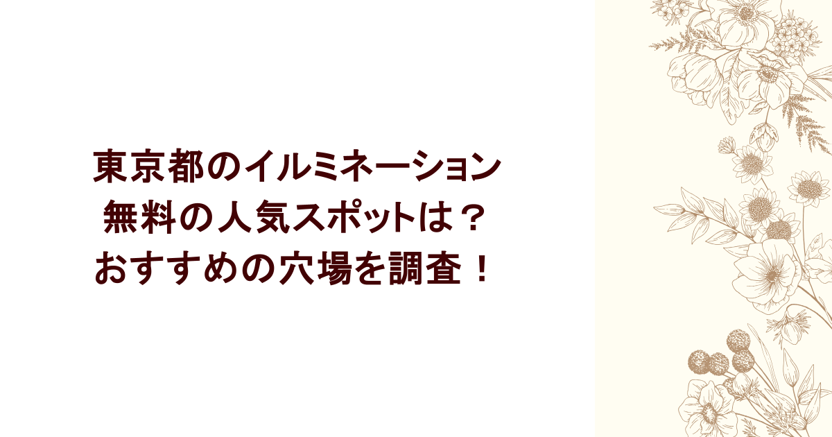 東京都のイルミネーションで無料の人気スポットは?おすすめの穴場を調査!