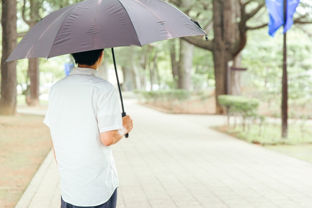 日傘をさしてる男性の画像