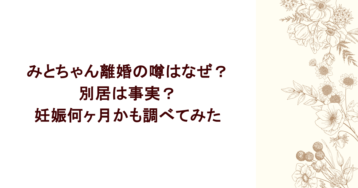 みとちゃん離婚の噂はなぜ？別居は事実？妊娠何ヶ月かも調べてみた